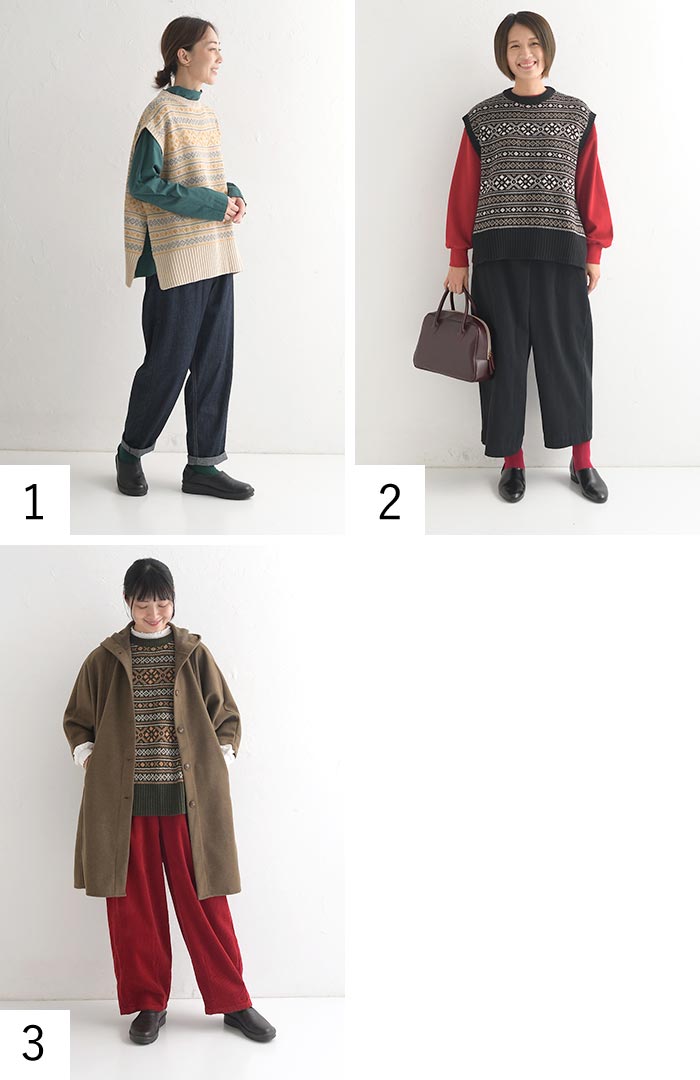 ニットベスト レディース プルオーバー ラムウール混 SUN VALLEY サンバレー 24AW1011, 　爆買 SUN VALLEY ニットベスト レディース プルオーバー ラムウール混