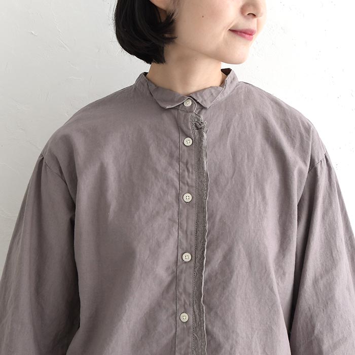 20％OFF セール！ 返品交換不可 メール便可 フリルブラウス 長袖 レディース tukuroi by SUN VALLEY コットンリネン 綿麻  25AW1120, q0109, q2, | SUN VALLEY | 18