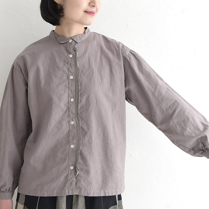 20％OFF セール！ 返品交換不可 メール便可 フリルブラウス 長袖 レディース tukuroi by SUN VALLEY コットンリネン 綿麻  25AW1120, q0109, q2, | SUN VALLEY | 20