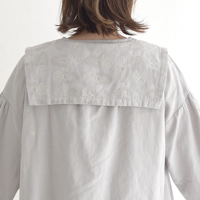 ブラウス 長袖 レディース シャツ 綿麻ツイル ボタニカル刺繍30代 40代 50代 秋冬 25AW1128, | SUN VALLEY | 18