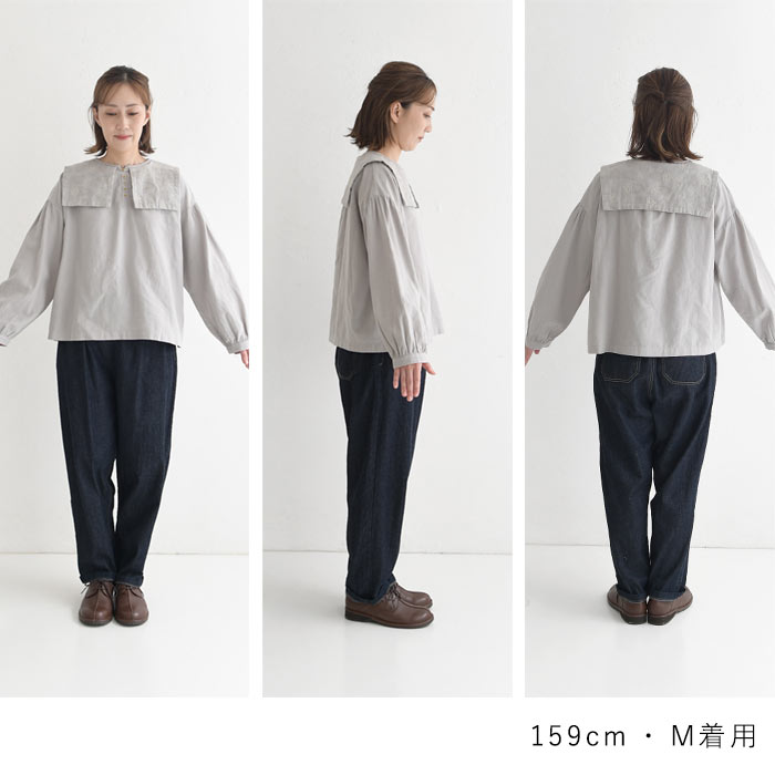 ブラウス 長袖 レディース シャツ 綿麻ツイル ボタニカル刺繍30代 40代 50代 秋冬 25AW1128, | SUN VALLEY | 22