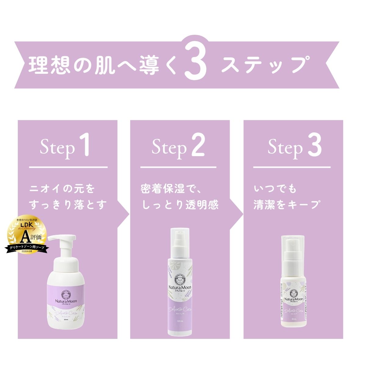 理想の肌へ導く3SETP