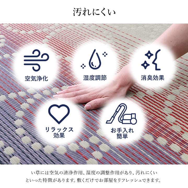NS麻モダン い草 い草ラグ カーペット 和モダン 麻の葉柄 和室 リビング 滑り止め お手入れ簡単 夏 抗菌防臭 調湿 消臭 空気清浄 汚れにくい_3