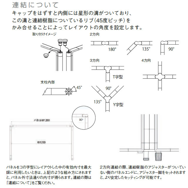 MPパネル パーティション パネルU（上部半透明） W1200×H1465mm （国産