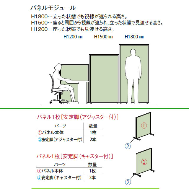 MPパネル パーティション パネルU（上部半透明） W1200