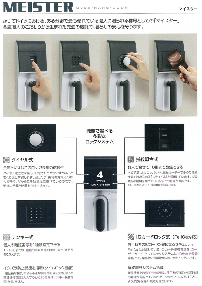 エーコー 小型耐火金庫 「MEISTER」 ONS-F 指紋照合式 内蔵シリンダー