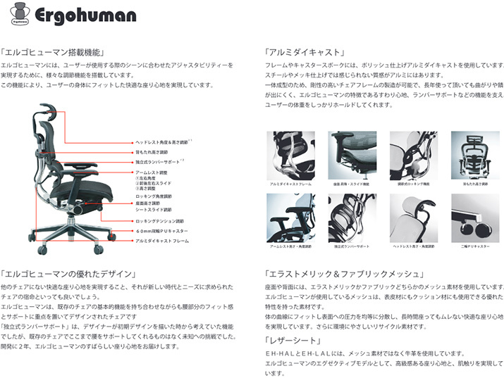 Ergohuman エルゴヒューマン Basic HIGH Type EH-HBM 背 KM12 ハイ