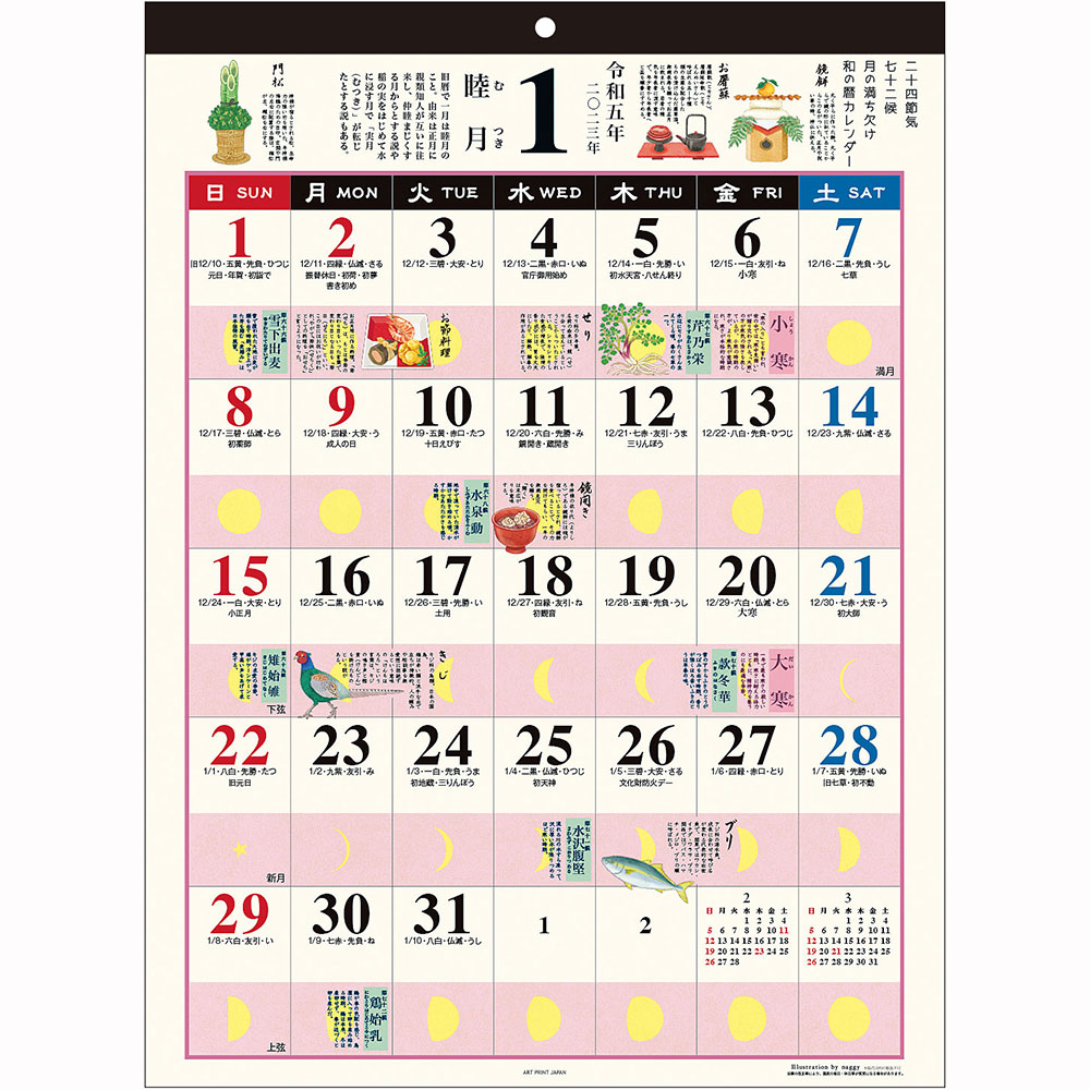 142.中島 千波 1000123767 takuhai 2023年壁掛けカレンダー アートプリントジャパン値下げしました