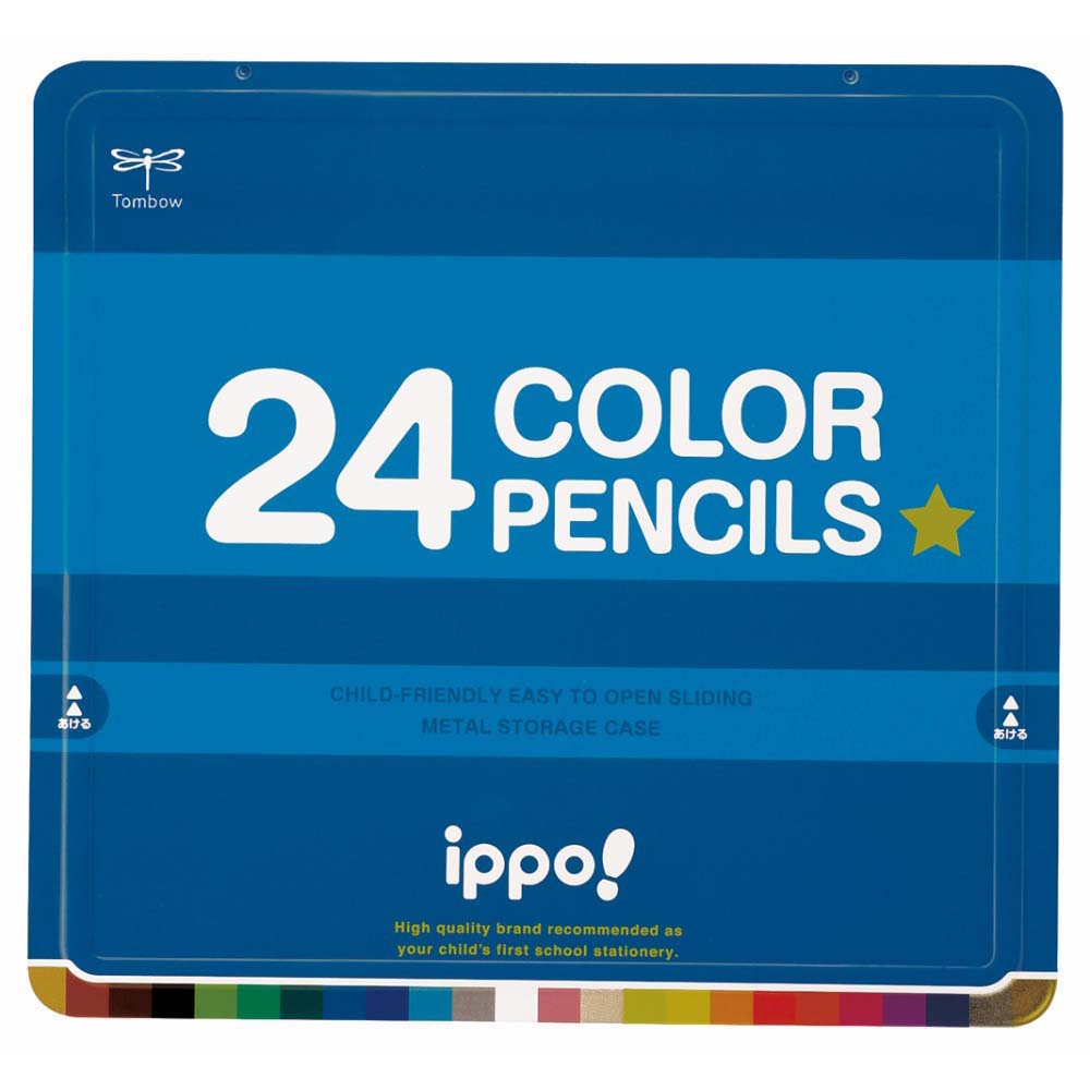 トンボ鉛筆 ippo!(イッポ) スライド缶入 色鉛筆 プレーン M04 12色 CL-RPM0412C お絵かき 小学校 入学準備 名前欄付