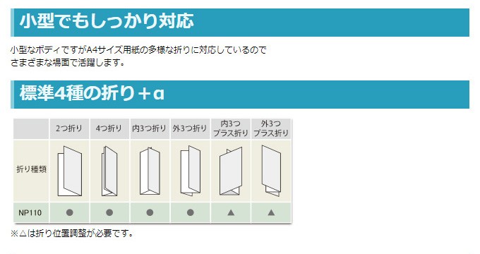 ニッポー紙折り機 A4対応｜NP110 楽天市場】自動紙折り機 NP110 ニッポー|紙折り機 事務用品 2