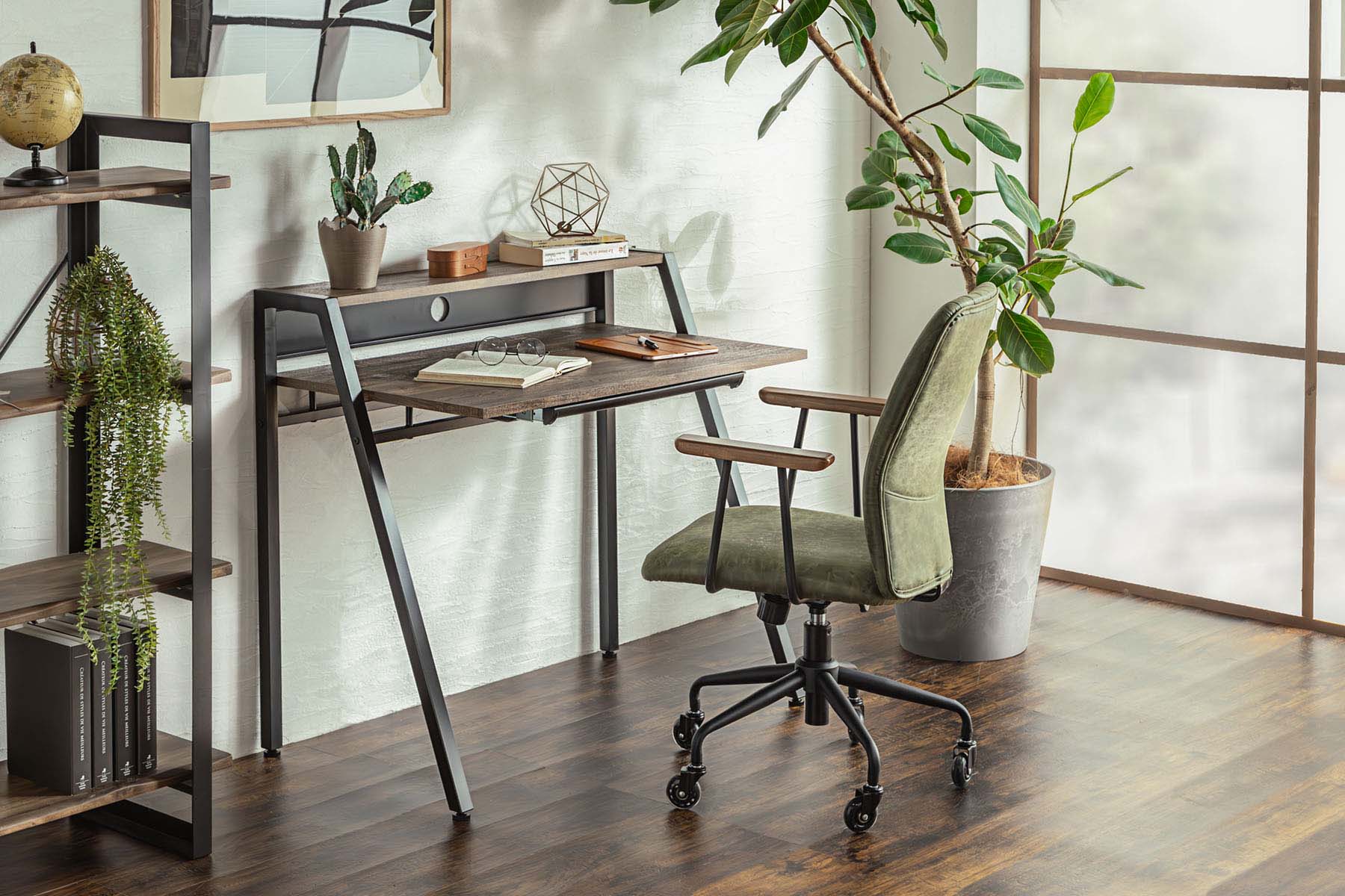 東馬（Tohma） リグ(リグナ) デスク ダークブラウン 幅96cm 奥行58cm