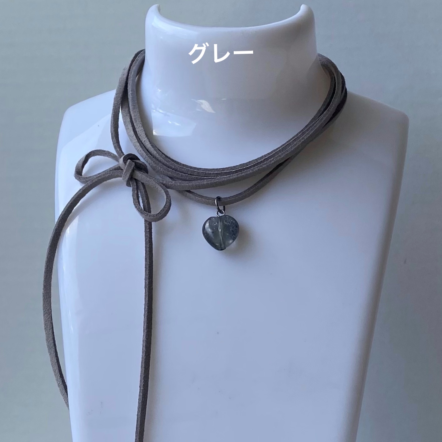 3Wayハートチョーカーネックレス[天然石&フェイクスエード] 2023年秋冬新作　ハンドメイドアクセサリー　ブラックオニキス シルバーフラッシュクリスタル |  | 02