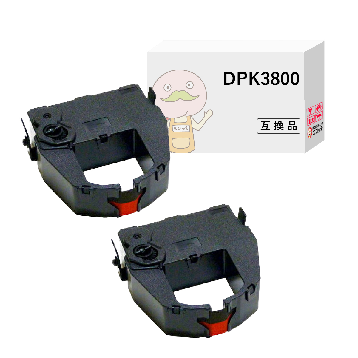 エコッテ DPK3800 NADA ( ナダ電子 )用 インクリボンカセット 黒赤 2個 ┃  MP-3389 MP-3388 /｜ecotte-shop