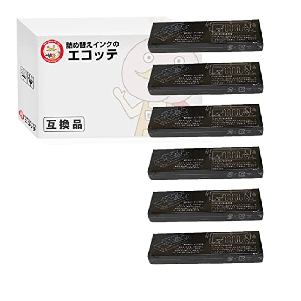 エコッテ YD 4100/YD 4400 Y・E DATA ( Y・Eデータ )用 サブリボン 黒 6個 ┃ YD4400 YD4100 YD4011 :823540:詰め替えインクのエコッテ