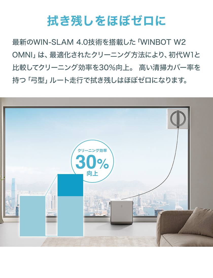 窓掃除 ロボット WINBOT W2 OMNI 窓用 自動 ロボット掃除機 窓掃除 道具 ECOVACS メーカー1年間保証 ガラスクリーニング｜ecovacsjapan｜09