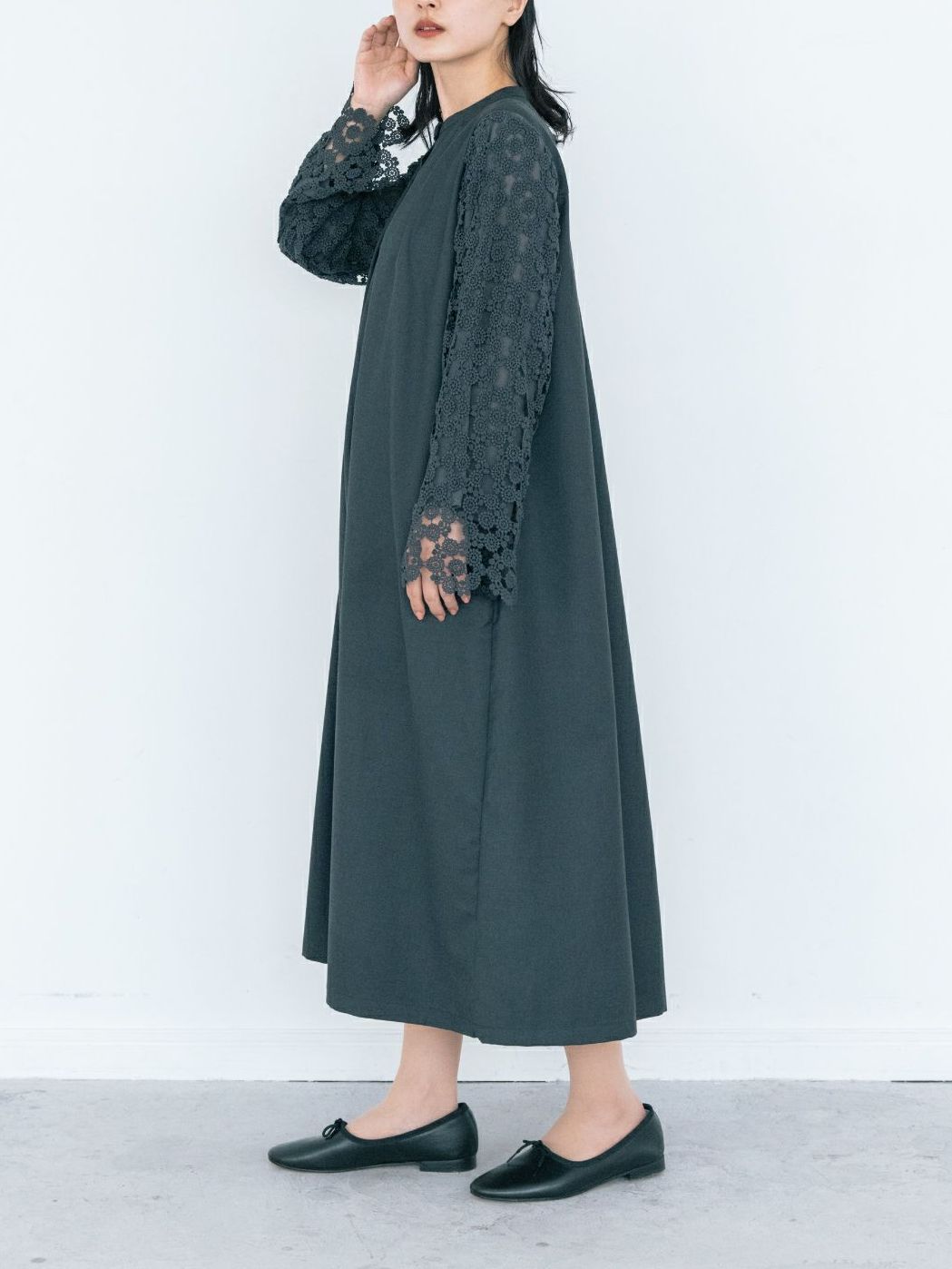 PONT DE CHALONS ポンデシャロン ワンピース ロング 袖 レース バンド