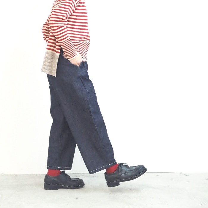【ナエ na.e】デニムパンツ ジーンズ ジーパン 綿100(M)カジュアル 下 Wide Loose Jeans _Deep Blue | Na.e
