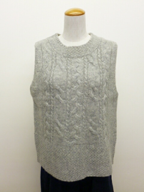 SO エスオー ベスト ニット ウール 100% クルーネック 後ろ開き アラン
