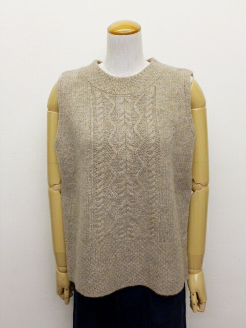 SO エスオー ベスト ニット ウール 100% クルーネック 後ろ開き