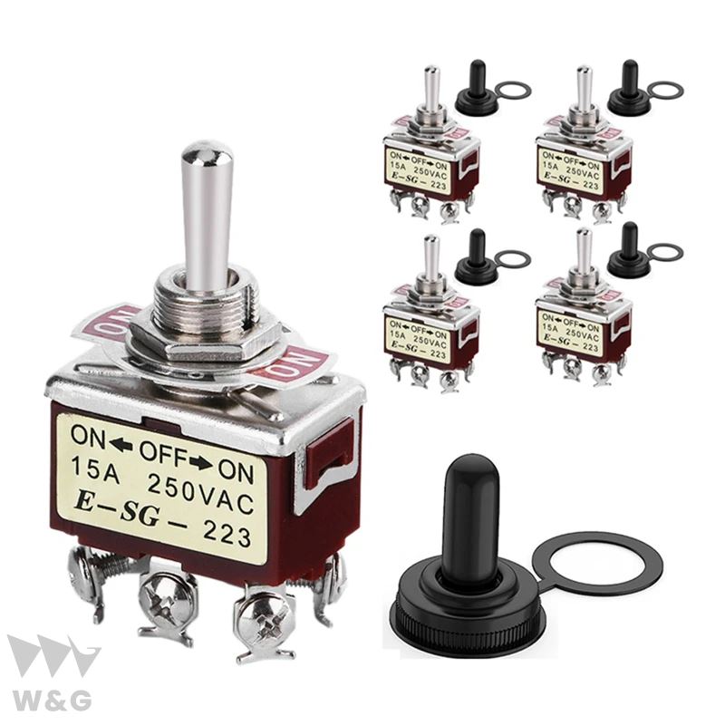 5PCS 瞬間トグルスイッチ 12V DC 3POSITION 30A DPDT ON -OFF- ON 6 PIN 車トグルスイッチ カバー付き｜ectmmstore｜02
