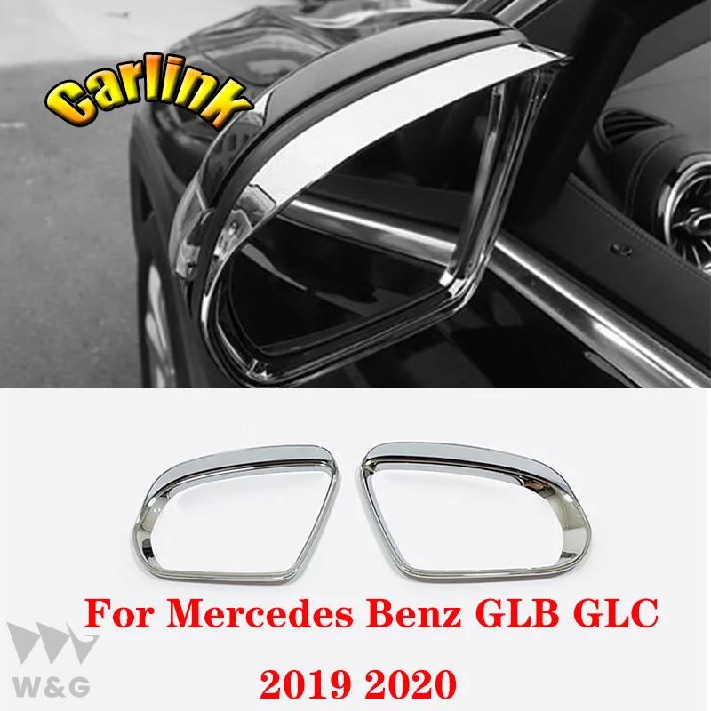 メルセデスベンツGLB GLC 2019 2020 ABSクロム/カーボン車サイドドアバックミラー雨眉カバートリムアクセサリー2S カスタムパーツ｜ectmmstore｜02
