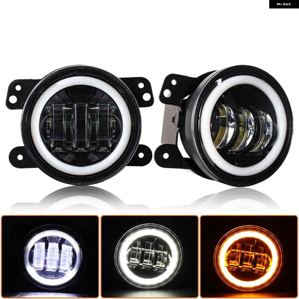 並行輸入品 フォグランプ 30W 4インチ ホワイト DRL ラウンド LED レンズ 付き プロジェクター 4インチ フォグランプ オフロード ダッジ クライスラーの画像