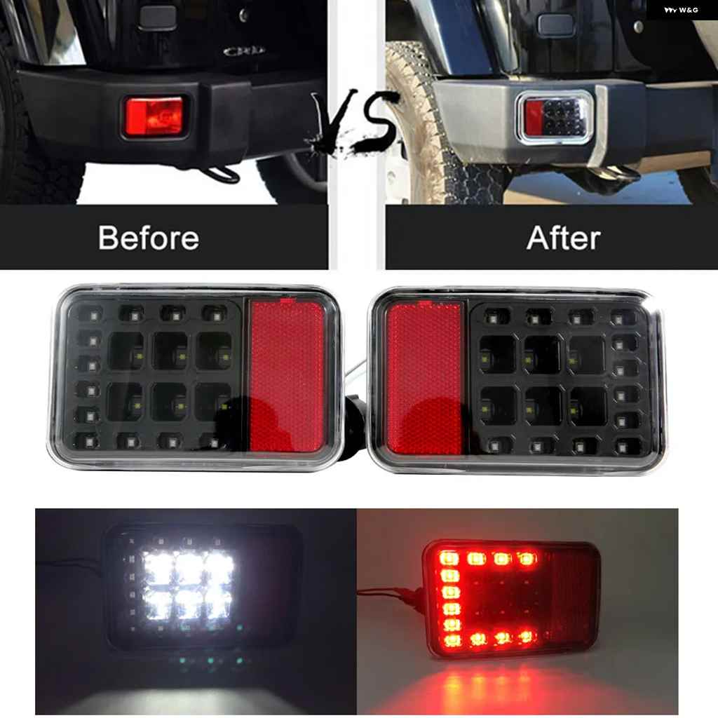 並行輸入品 ペア LED リア バンパー フォグ パーキング リバース ブレーキ ライト ランプ ラングラー JK JLの画像