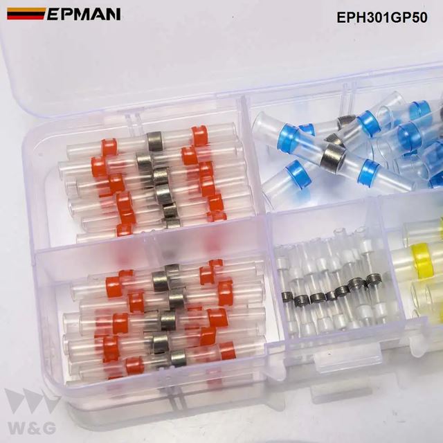 EPMAN 50pcs Solder Sleeve Heat Shrink Butt Waterproof 26-10 AWG Wire Splice Connector EPH301GP50｜ectmmstore｜02