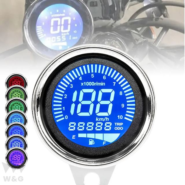 バイク用LED多機能デジタルインジケーター タコメーター 電流計0-10000 rpm 0-199/h バイク｜ectmmstore｜02