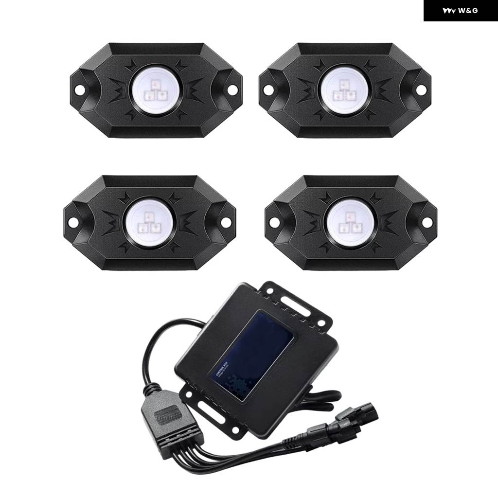 並行輸入品4/6個セット 12V RGB LED ロックライト ムードライト 車ホイールランプ アクセサリー 車 トラック オートバイ ATV_1