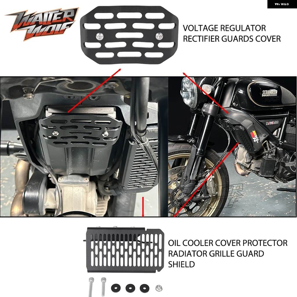 並行輸入品2025 オイルクーラー カバー プロテクター ラジエーター グリル ガードシールド ドゥカティ スクランブラー 800 電圧レギュレーター 整流器 | ブランド登録なし | 03