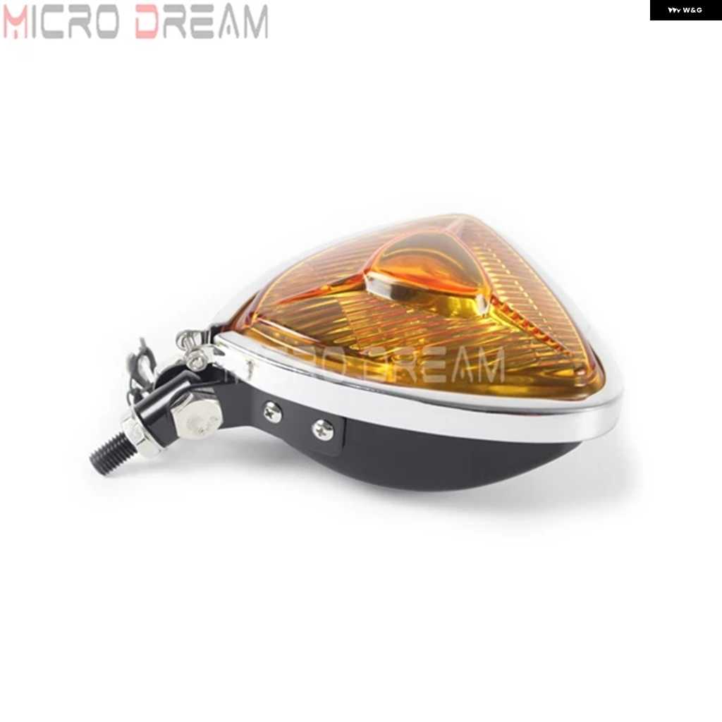 並行輸入品オートバイ バイク 12V 55W ヴィンテージ ヘッドライト レトロ トライアングル イエローレンズ ヘッドランプ ハーレー チョッパー クルーザー | ブランド登録なし | 01