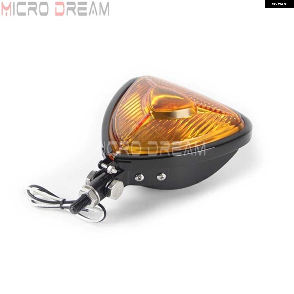 並行輸入品オートバイ バイク 12V 55W ヴィンテージ ヘッドライト レトロ トライアングル イエローレンズ ヘッドランプ ハーレー チョッパー クルーザー | ブランド登録なし | 04