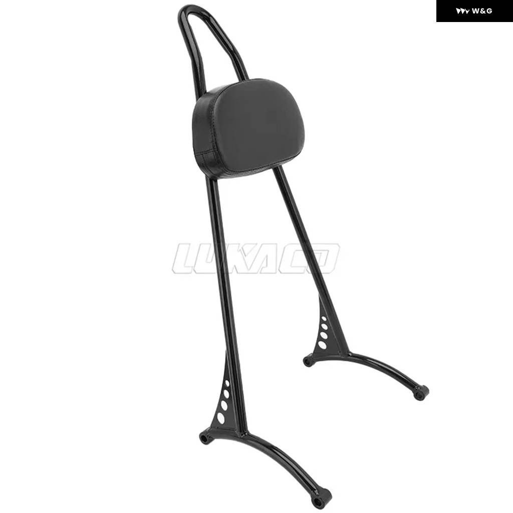 並行輸入品 クローム オートバイ グロスブラック ポリッシュ シーシーバー バックレスト パッド 付き ハーレー スポー_1