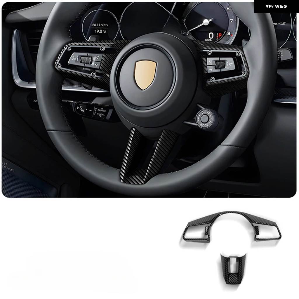 並行輸入品 ポルシェ カイエン パナメーラ 718 タイカン カーボン ステアリングホイール カバー インテリア デコレーション_2