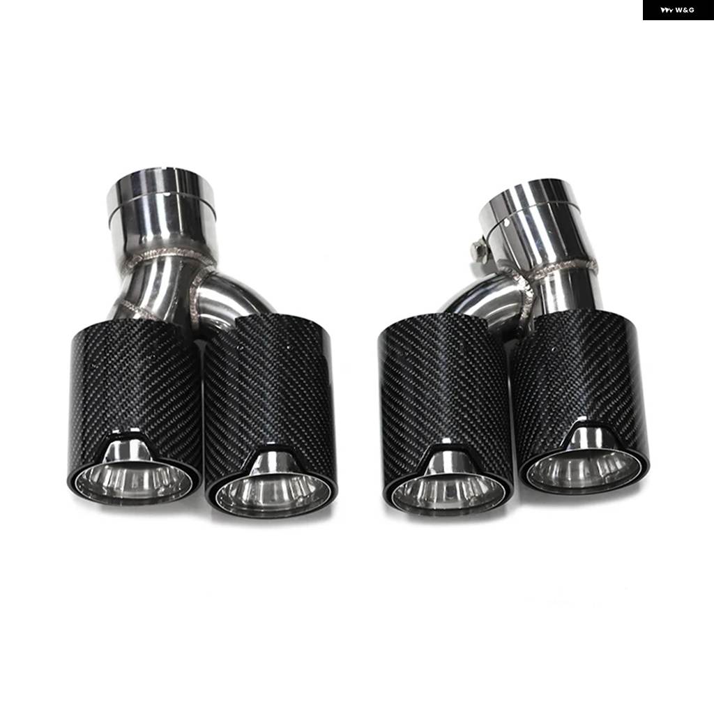 並行輸入品 クアッドエキゾーストチップ サテンレス マフラーチップ Hシェイプ テール パイプ BMW G30 G31 525I 528I 530I 2018+_4
