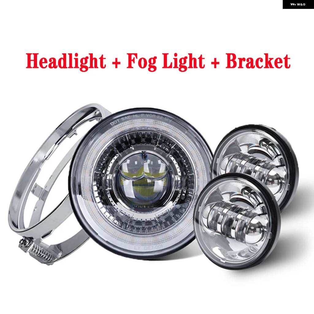 並行輸入品 7インチ LED ヘッドライト 4.5インチ フォグライト ハローリング エンジェルアイズ ウィンカー補助 オートバイ ヘッドライト 7_5