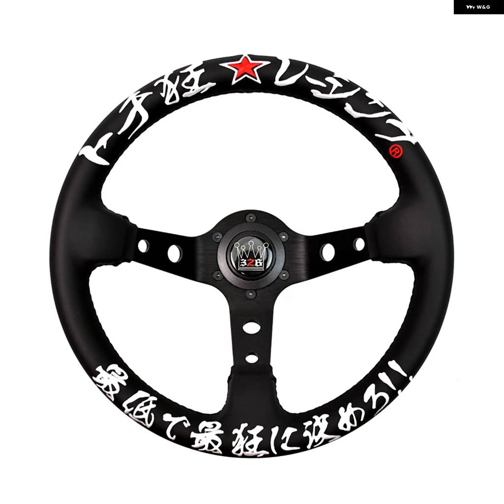 ドリフト カスタムに！スポーツ ステアリングホイール 赤/黒 32Φ