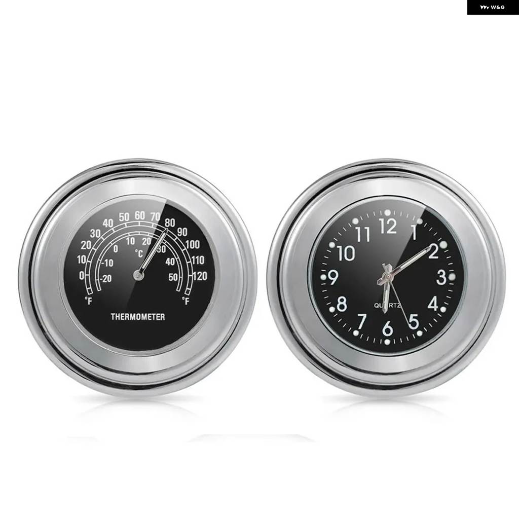 時計 styles 並行輸入品 2個 22-25MM オートバイ ハンドルバー 時計温度計 発光