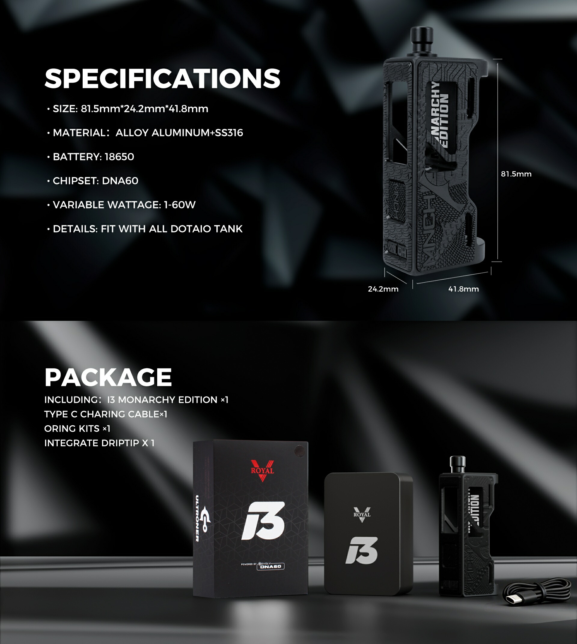 ROYAL V i3 (DNA60) Monarchy Edition vape 本体 ベイプ 電子タバコ 