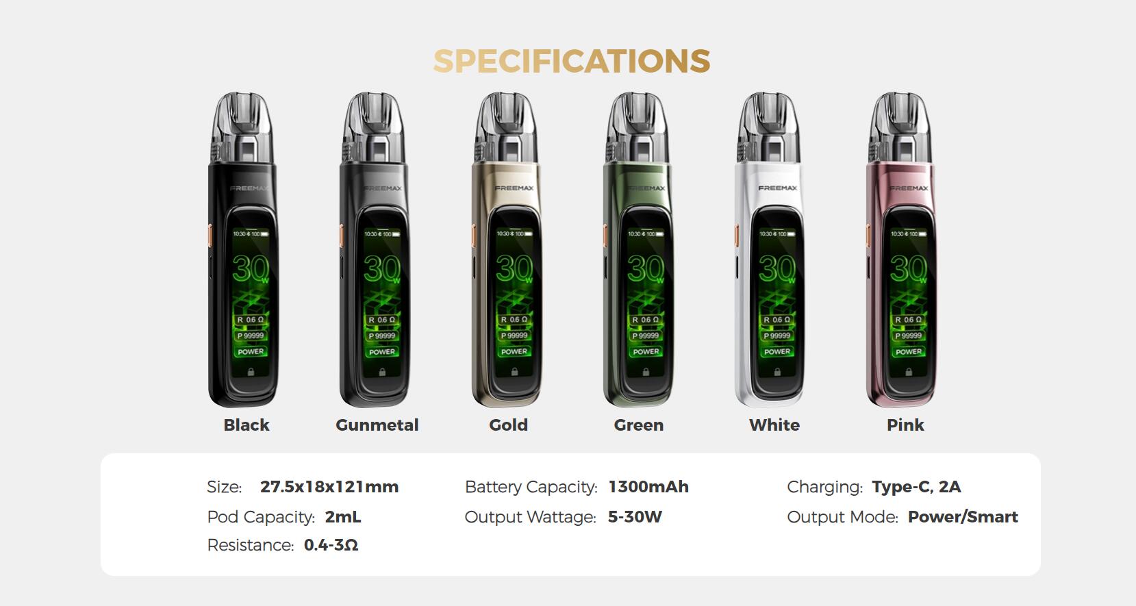 FreeMax Rexa Pro Pod kit 1300mAh vape 本体 ベイプ 電子タバコ