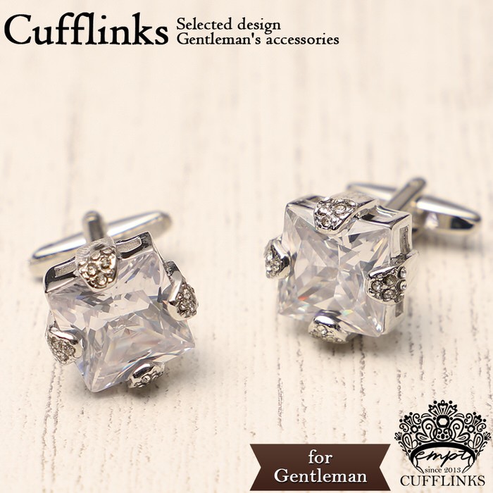 カフス スクエア ビッグ カットストーン シルバー | カフリンクス