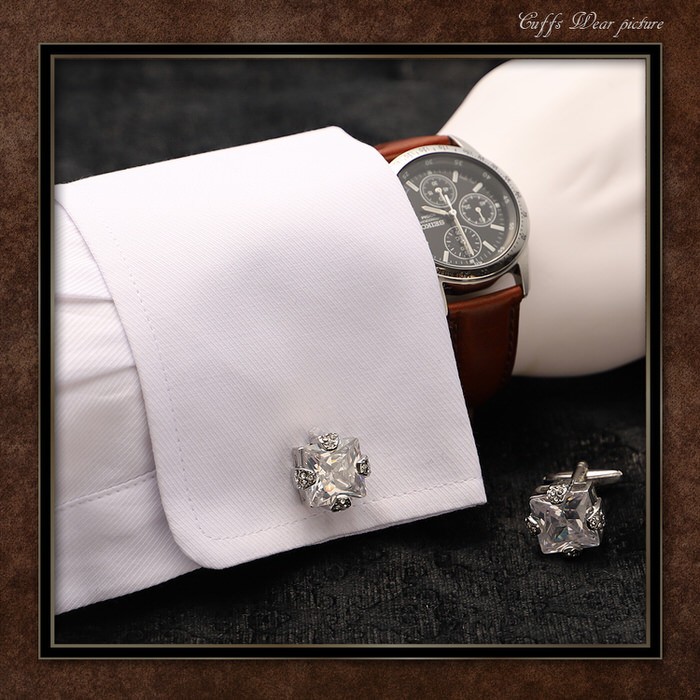 カフス スクエア ビッグ カットストーン シルバー | カフリンクス