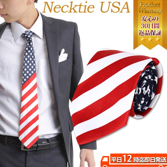 ネクタイ ナロータイ USA アメリカ 国旗 デザイン 赤白紺 | necktie
