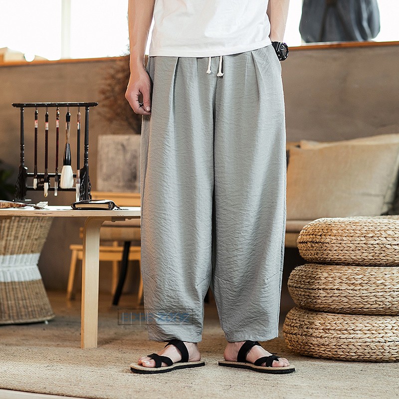 日本製 サルエルパンツ メンズ リネンパンツ ワイドパンツ バギーパンツ イージーパンツ 国内配送