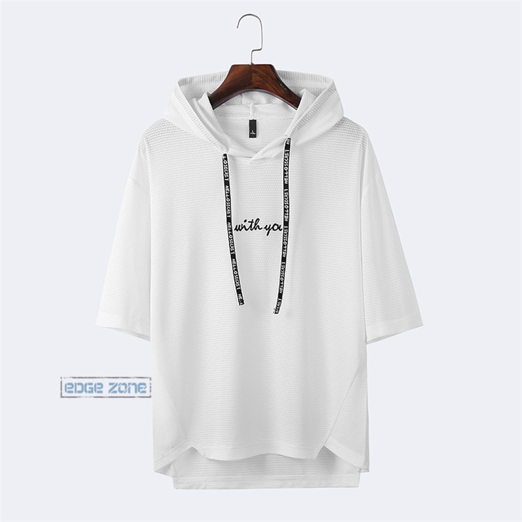 パーカー メンズ 半袖パーカー 通気性 夏 五分袖パーカー 肩落ち プルオーバーパーカー おしゃれ サマーパーカー フード付き Ege Edge Zone 通販 Yahoo ショッピング