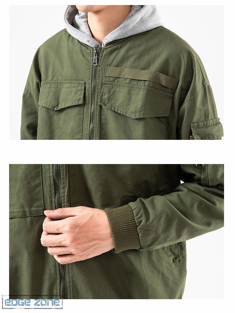 ミリタリージャケット メンズ ブルゾン 英文字 シンプル 胸ポケット 袖 