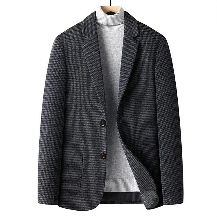 ブレザー メンズ 秋冬 テーラードジャケット ウールコート シングル 2