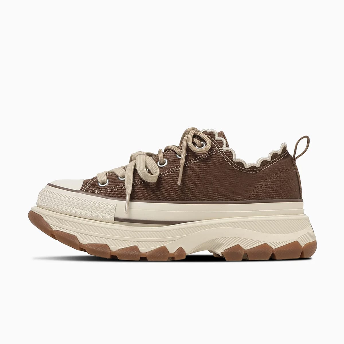 コンバース 厚底 レディース オールスター CONVERSE 正規品 ローカット スニーカー ブラウン ベージュ TREKWAVE LACEEDGE OX 脱げない 疲れない amiami エディの画像