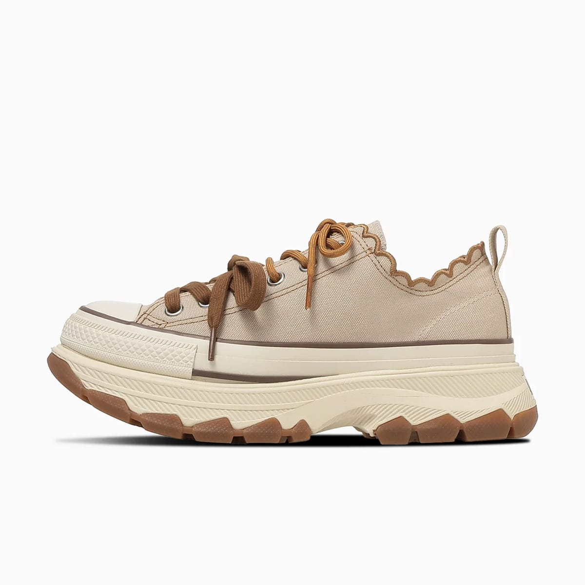 コンバース 厚底 レディース オールスター CONVERSE 正規品 ローカット スニーカー ブラウン ベージュ TREKWAVE LACEEDGE OX 脱げない 疲れない amiami エディの画像